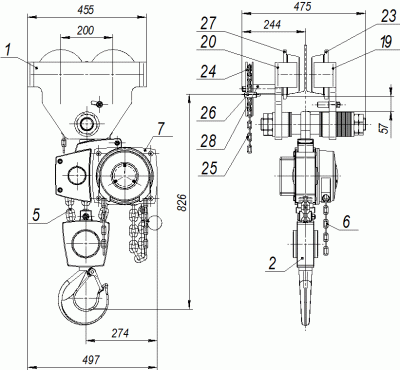 Схема тали ТРШБМ-10