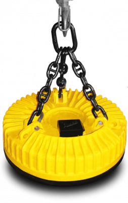 Электромагнит грузоподъемный круглый ДКМ120-СТ/М для перегрузки скрапа, слябов и листовой стали