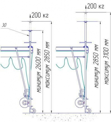 Схема монтажа подъемника с применением домкрата распорного 