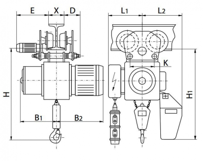 Схема талей тип BY Схема талей тип BY